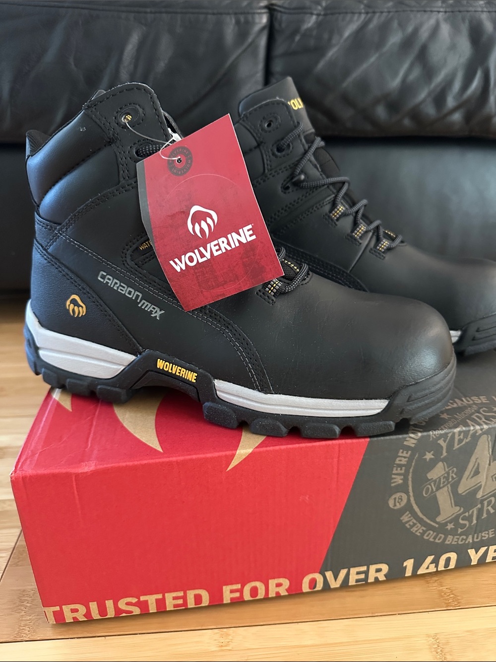 Wolverine Black CarbonMax Safety Work Boot, Brand New size 9, means, men